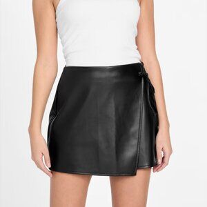 Jason Wu Faux Leather Wrap Skirt Women's Medium Black Mini Modern Urban Luxury